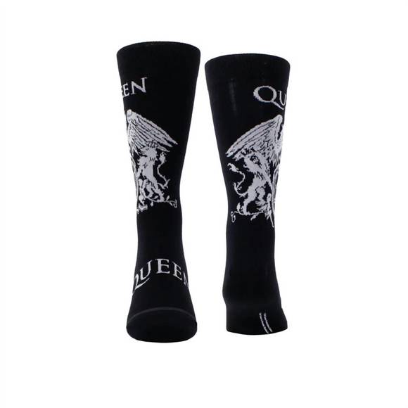 NEW PERRI‚ÄôS SOCKS men's queen white crest crew sock in black - Picture 2 of 3